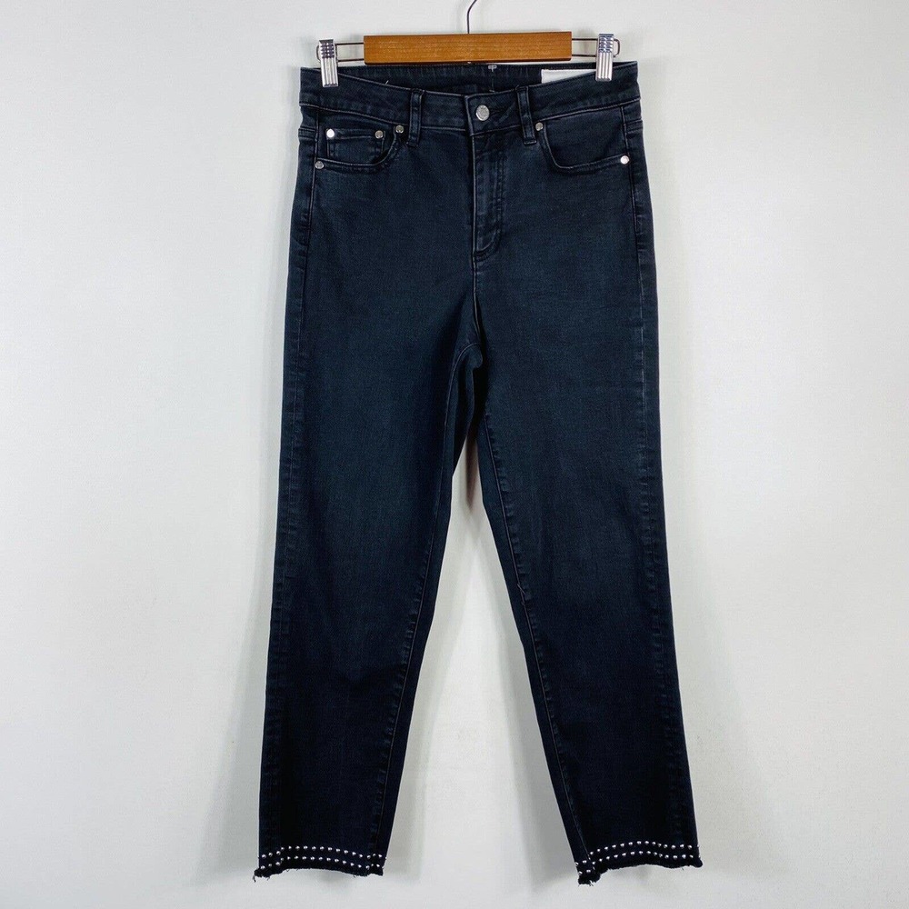 Vince Camuto Size 28 6 Black Studded High Rise Cropped Jeans - Picture 2 of 5
